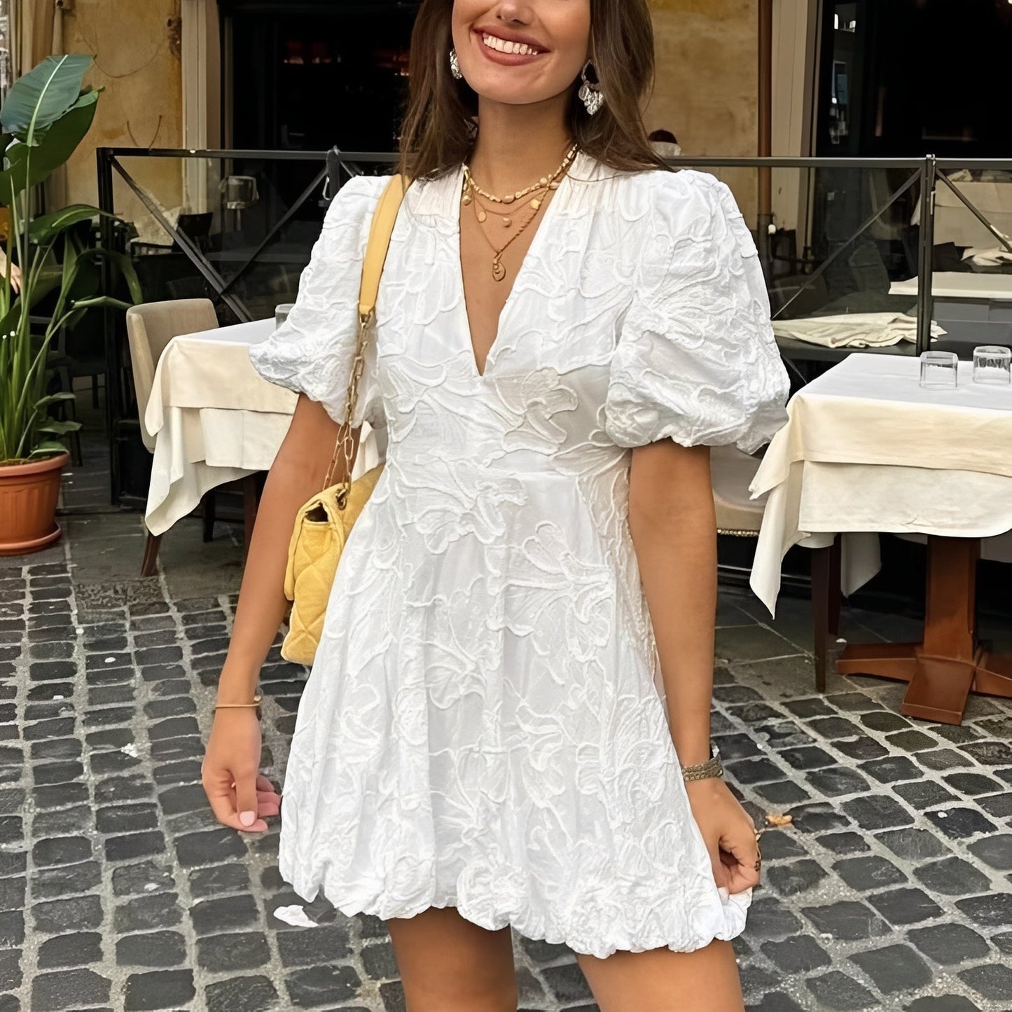 Claudia - Trendy Embroidered Mini Dress