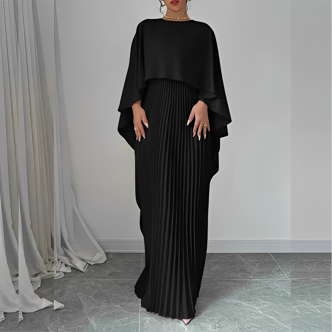 Marilou – Elegant Pleated Cape Dress for Women