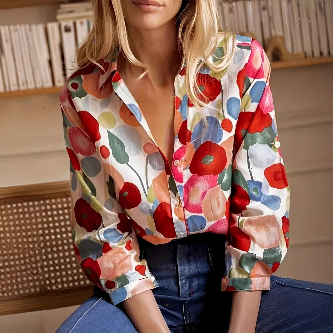 Tina - Stylish Floral Blouse with Long Sleeves