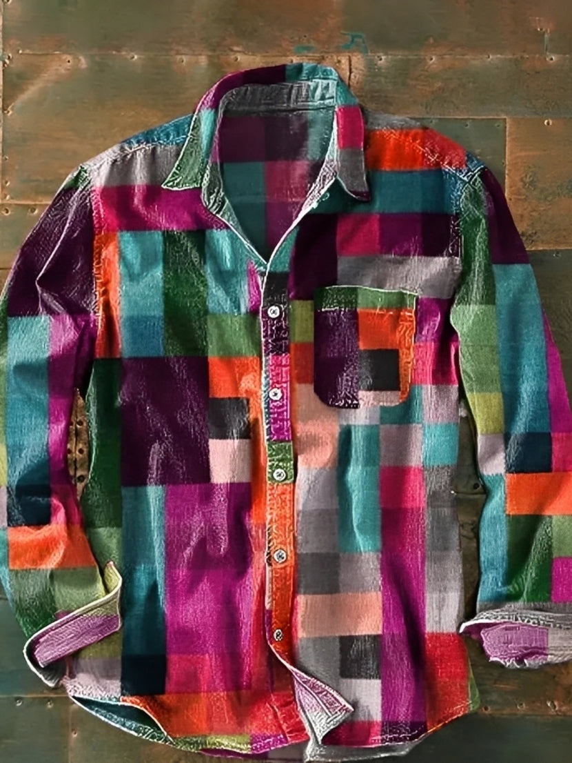 Charles – Men's long-sleeve shirt – Vintage and vibrant