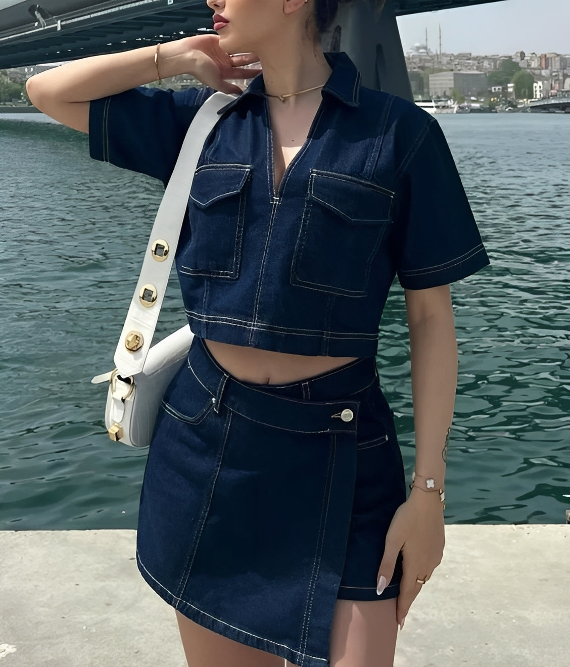 Tilly - Denim Top and Skirt Ensemble