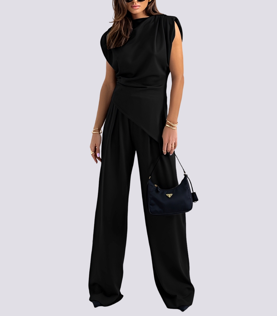Fannie - Sleeveless Asymmetric Two-Piece Outfit