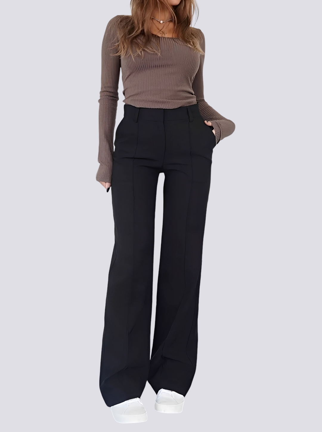 Amelie - Elegant High-Waist Straight Leg Pants