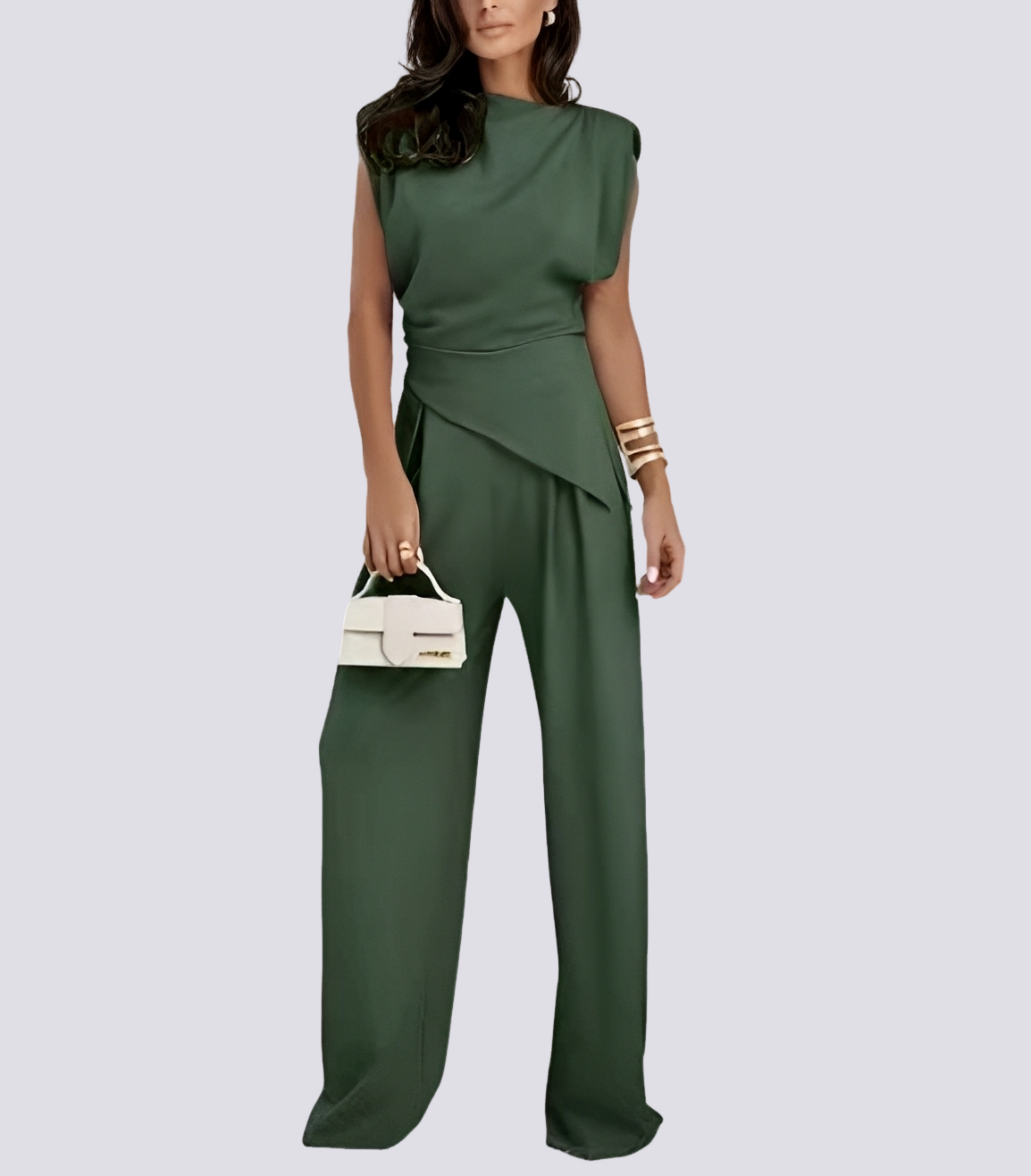 Fannie - Sleeveless Asymmetric Two-Piece Outfit