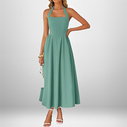 Joanna - Stylish Halter Neck Midi Dress