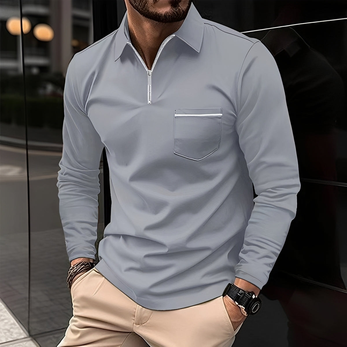 Jackson - Men's Long-Sleeve Polo Shirt - Ideal for Daily Use