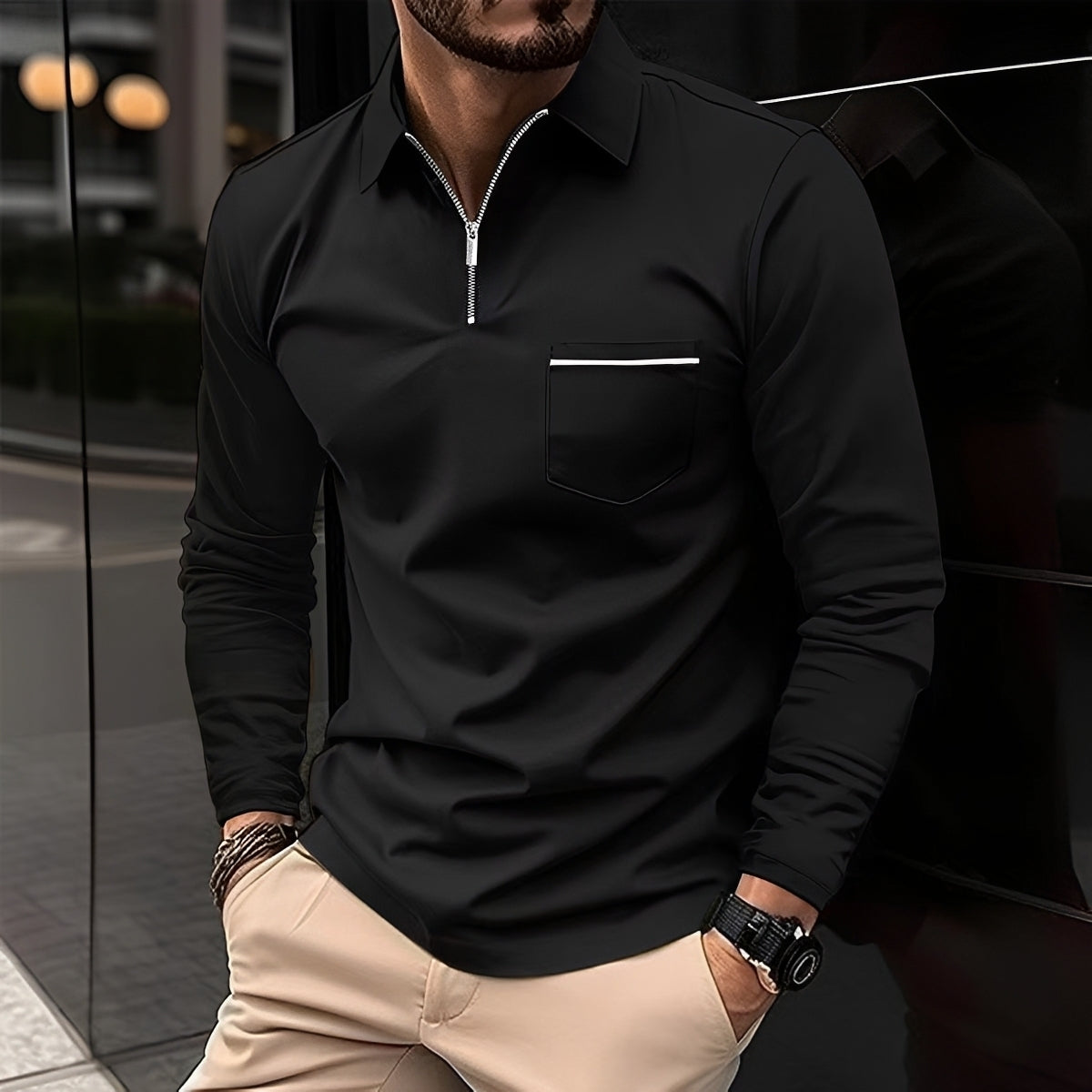 Jackson - Men's Long-Sleeve Polo Shirt - Ideal for Daily Use