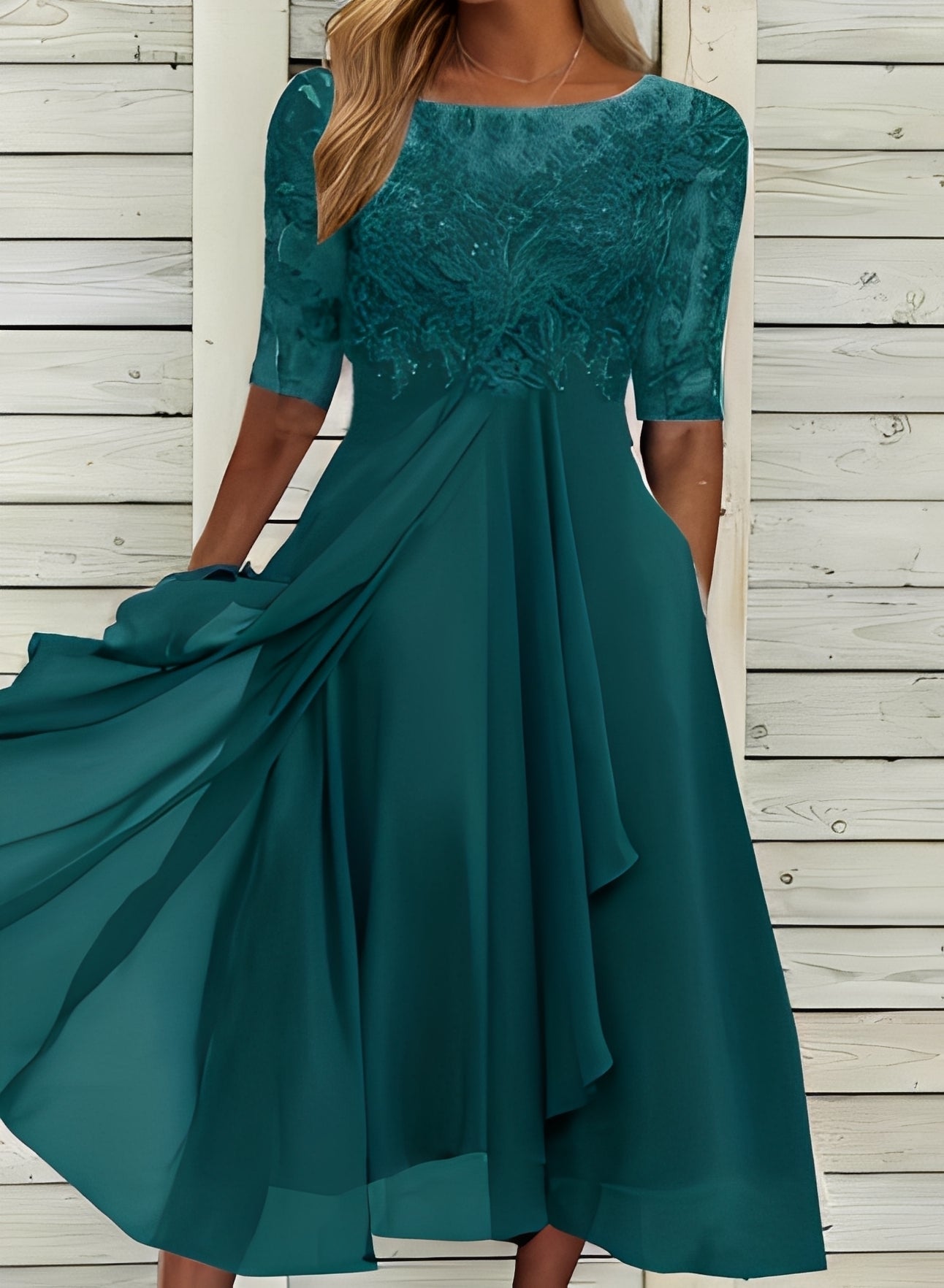 Lena – Women's Midi Dress – Comfortable and Chic