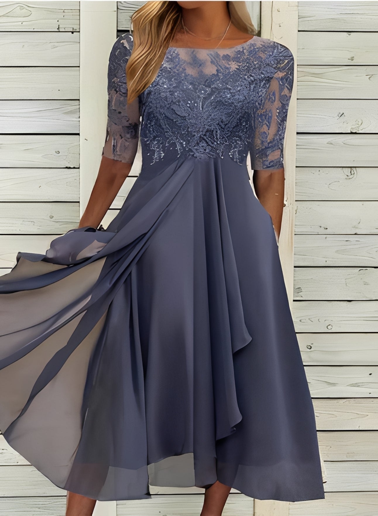 Lena – Women's Midi Dress – Comfortable and Chic