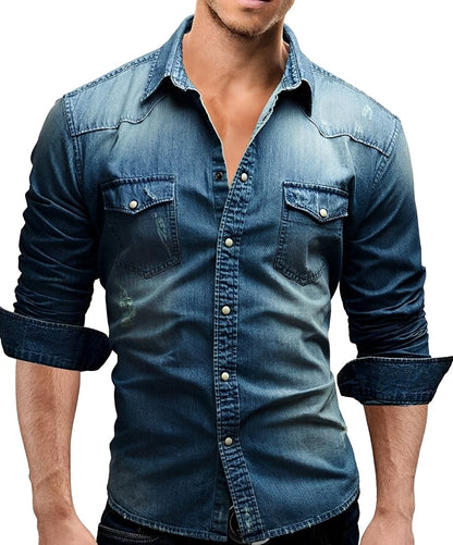 Arjun - Men's Denim Shirt - Relaxed Long-sleeve