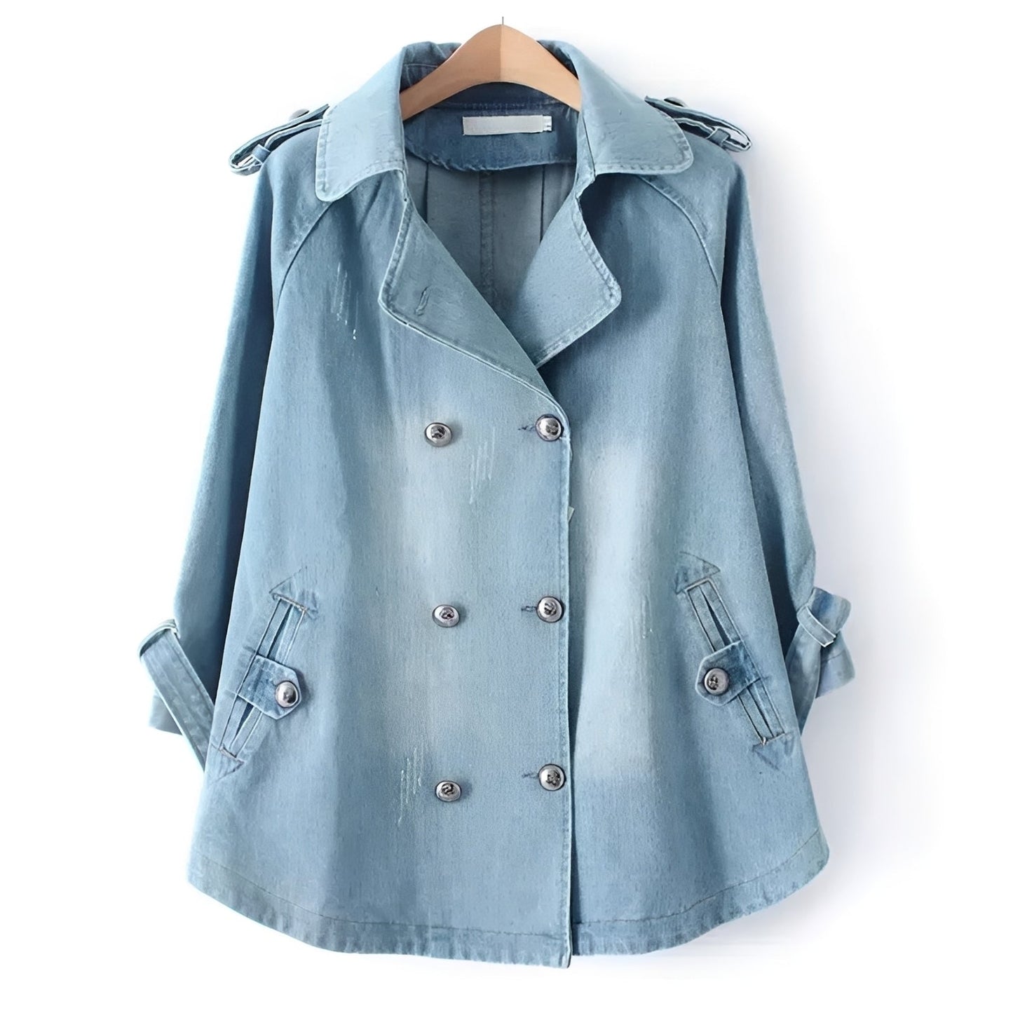 Faye - Fashionable Cape Jacket in Denim