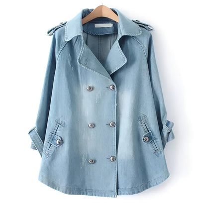 Faye - Fashionable Cape Jacket in Denim
