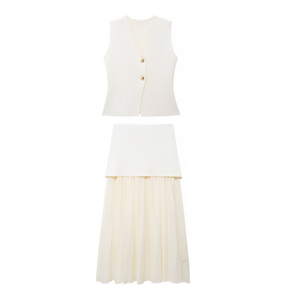 Airen - Casual Vest and Skirt Set