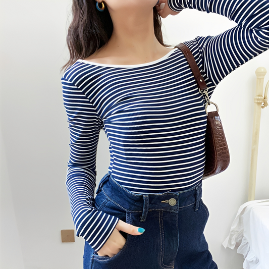 Michaila - Long Sleeve Striped Bodysuit