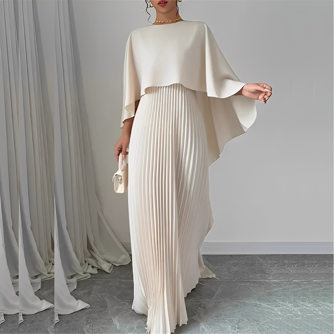 Marilou – Elegant Pleated Cape Dress for Women