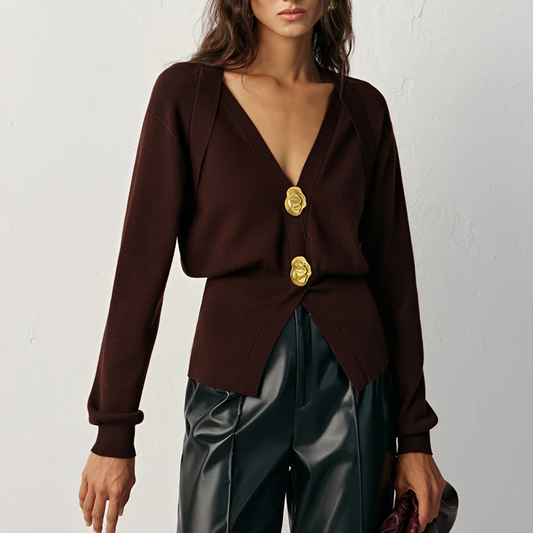 Kisha - Elegant V-Neck Cardigan