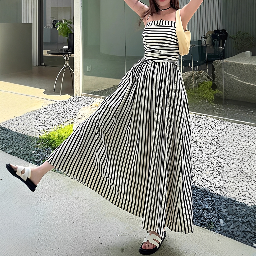 Cindy - Elegant Striped Long Dress