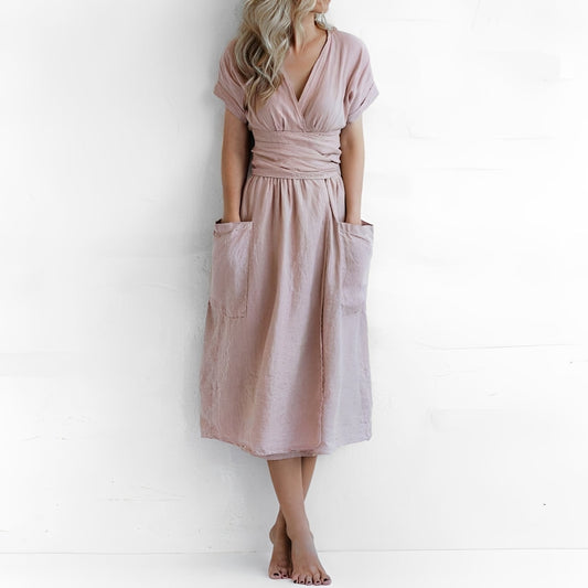 Sasha - Casual Pocket Wrap Dress