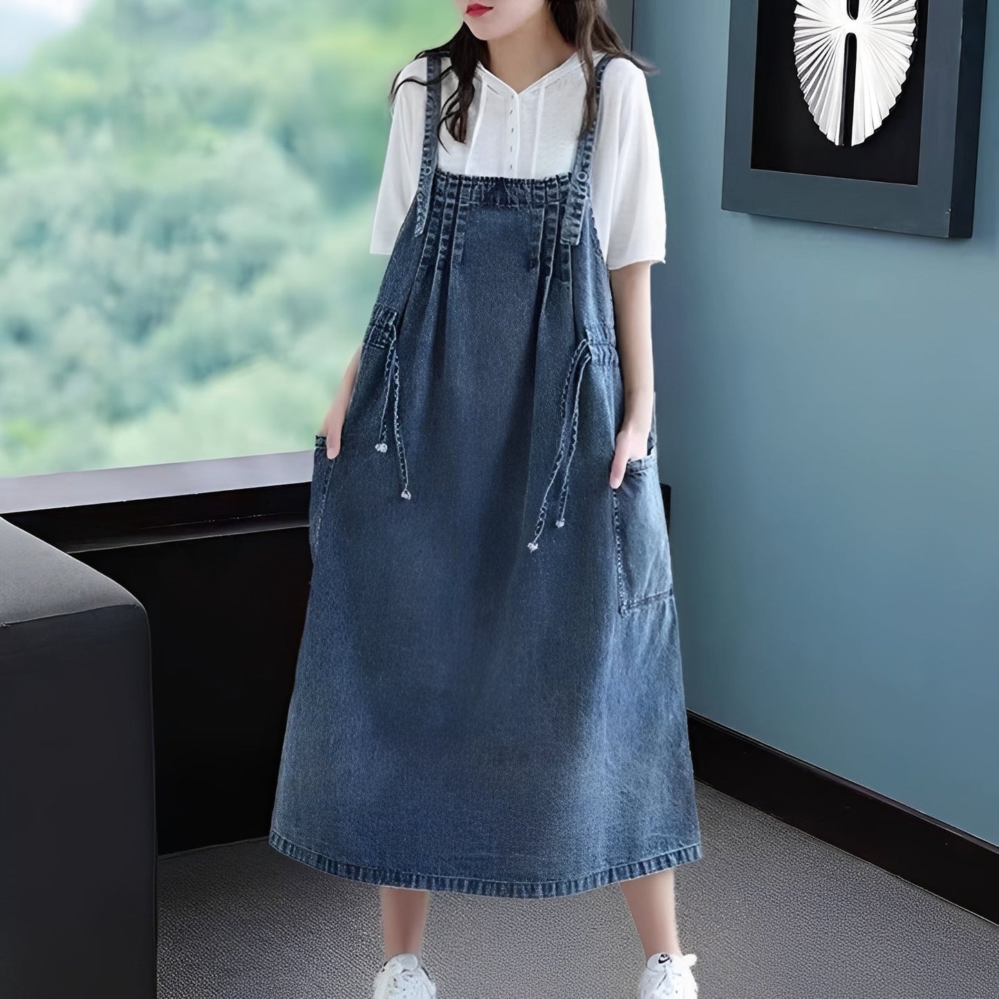 Antonia - Women's stylish oversized denim dress with pockets