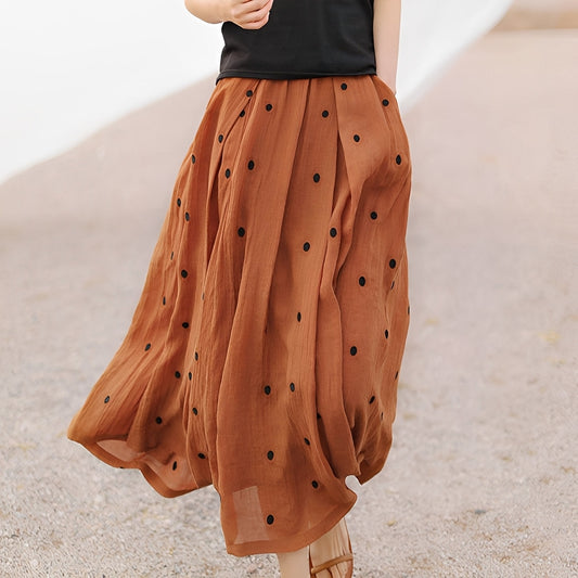 Thea - Women's Casual Skirt with Polka Dots