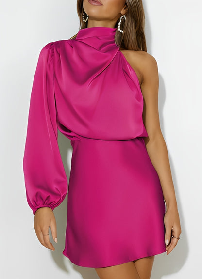 Sammy - Trendy Long-sleeve One-Shoulder Dress