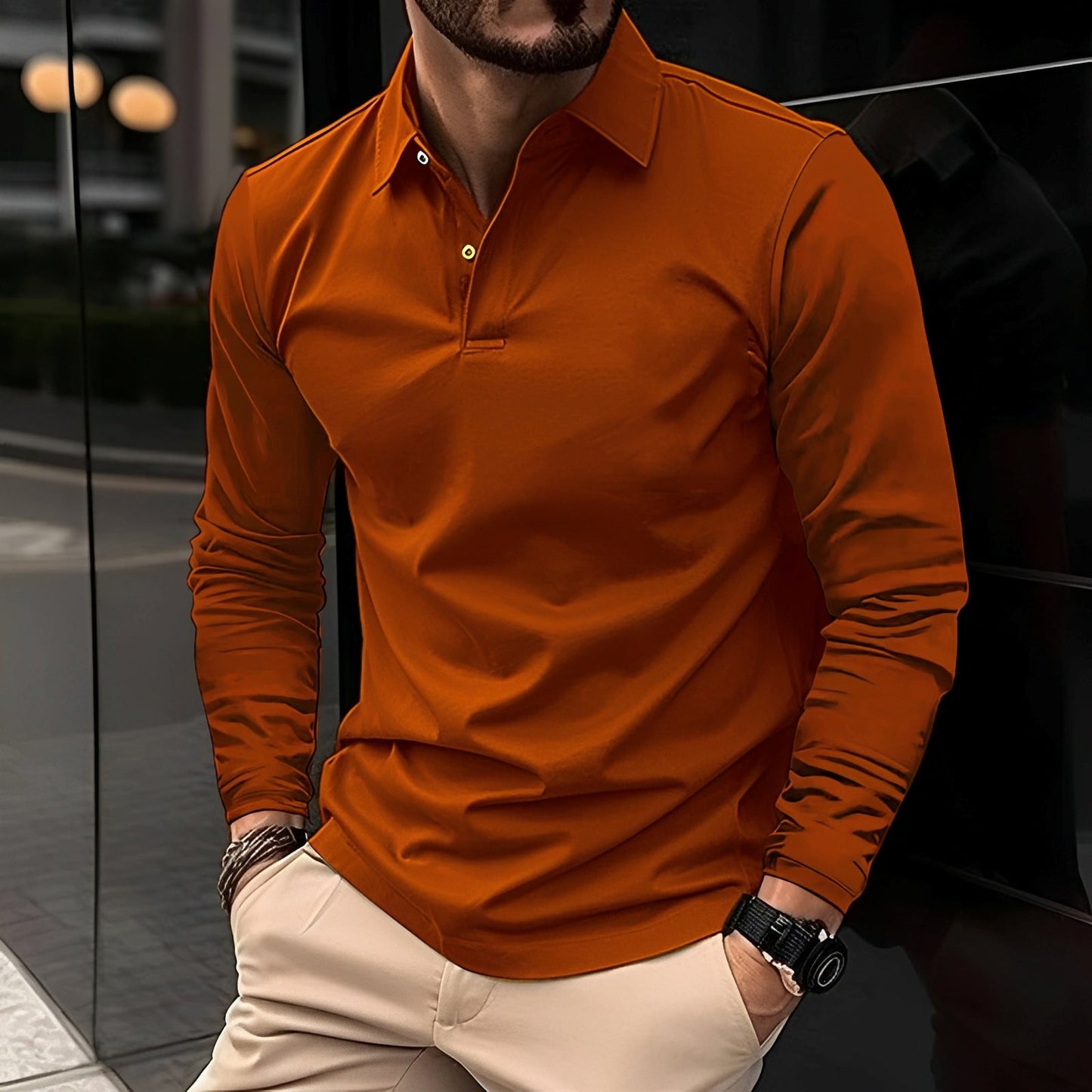 Conner – Men's Long-Sleeve Polo Shirt – Casual & Comfortable