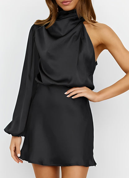 Sammy - Trendy Long-sleeve One-Shoulder Dress