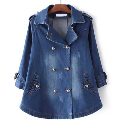 Faye - Fashionable Cape Jacket in Denim