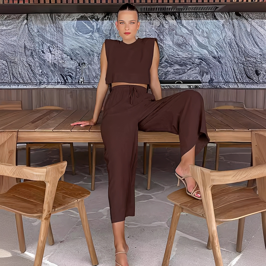 Meavel - Trendy wide-leg pants and top set