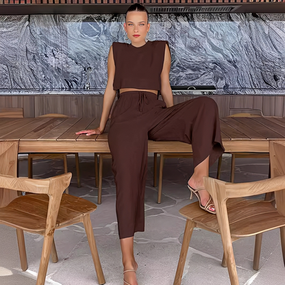 Meavel - Trendy wide-leg pants and top set