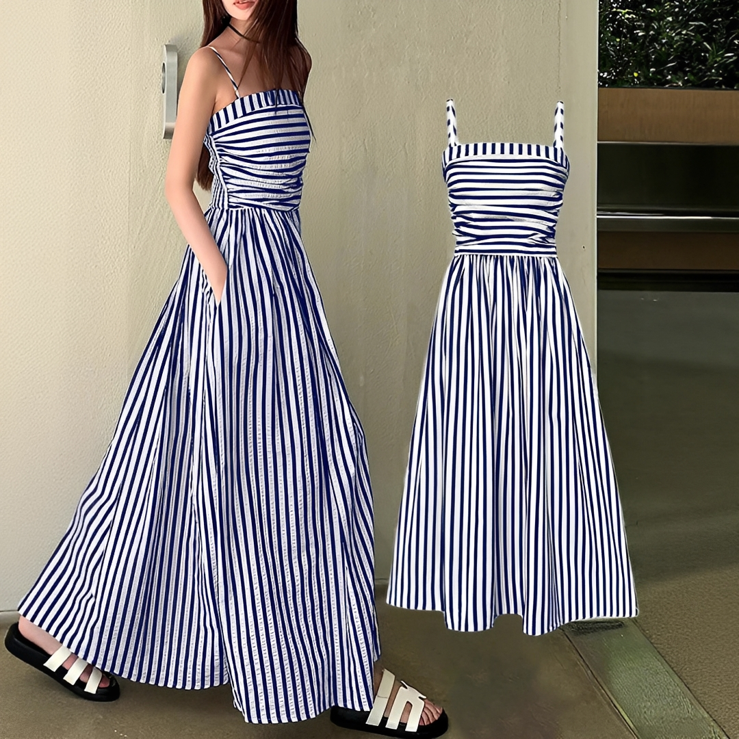 Cindy - Elegant Striped Long Dress