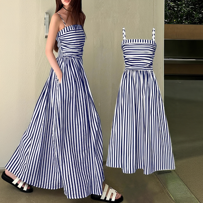 Cindy - Elegant Striped Long Dress