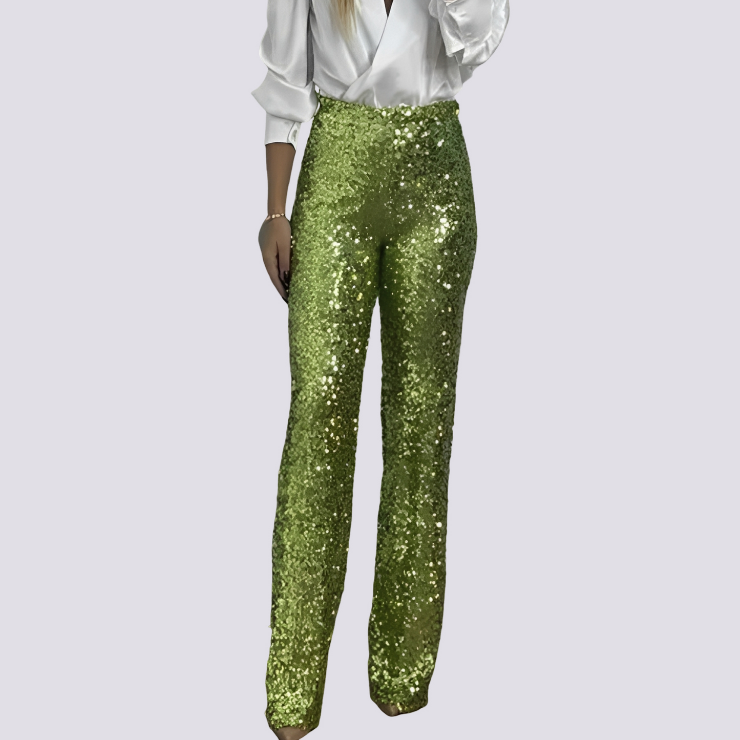 Mandy - High-Waist Sequined Pants