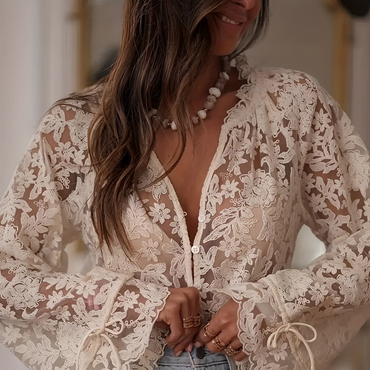 Alexia - Elegant Floral Embroidered Top