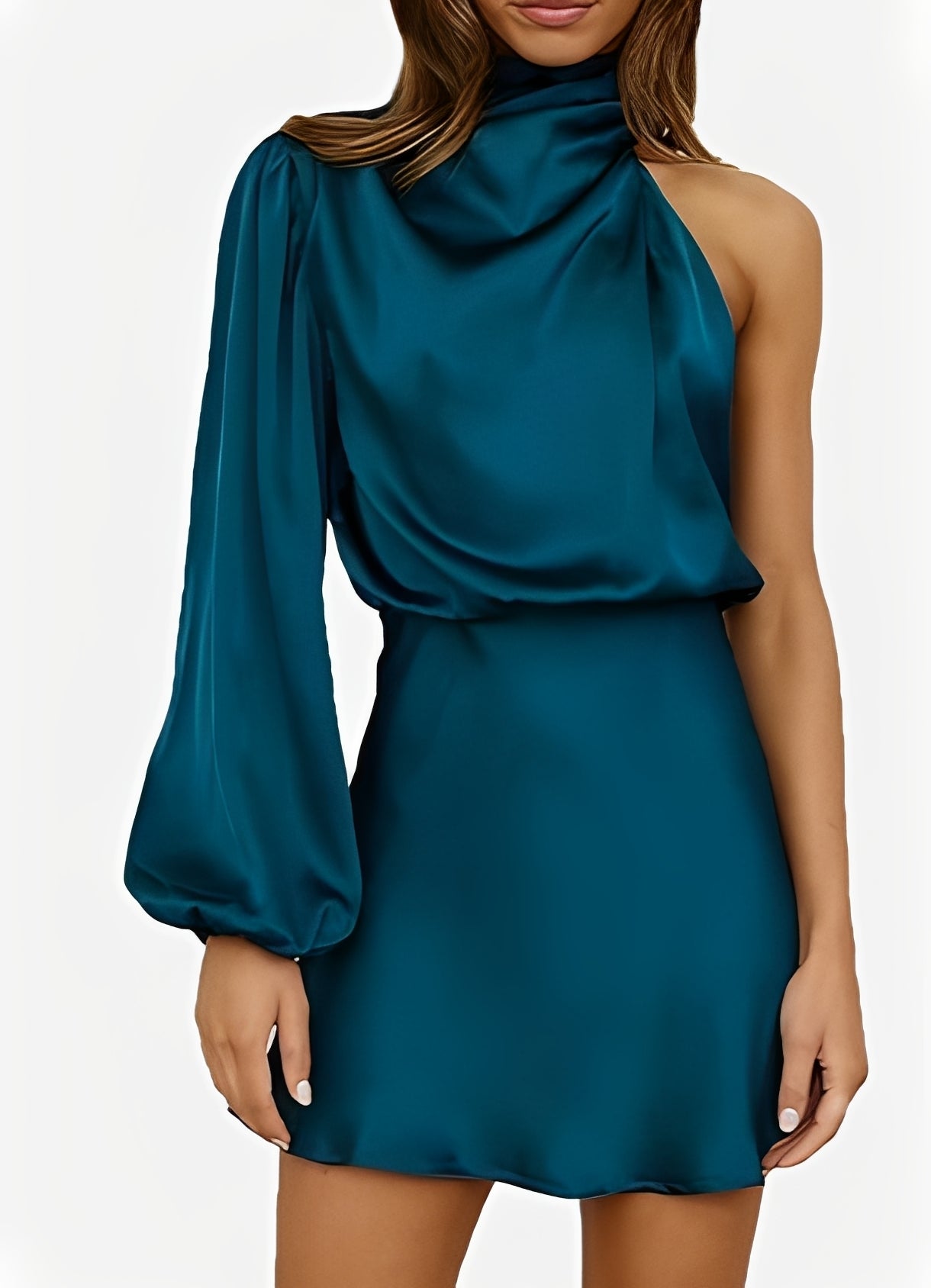 Sammy - Trendy Long-sleeve One-Shoulder Dress