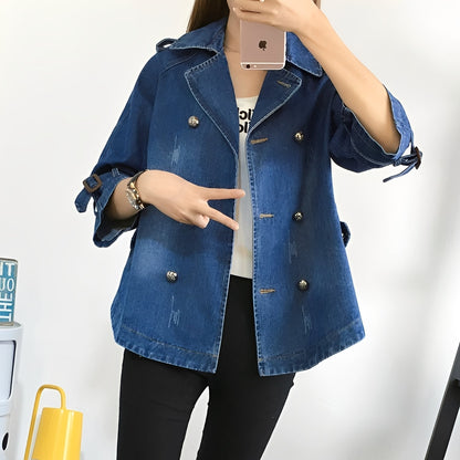 Faye - Fashionable Cape Jacket in Denim