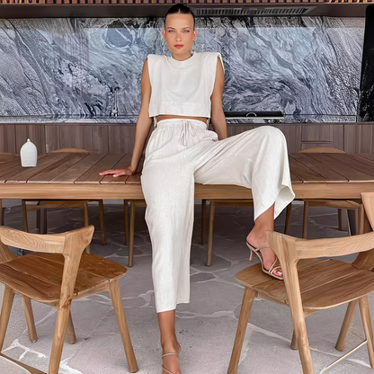 Meavel - Trendy wide-leg pants and top set