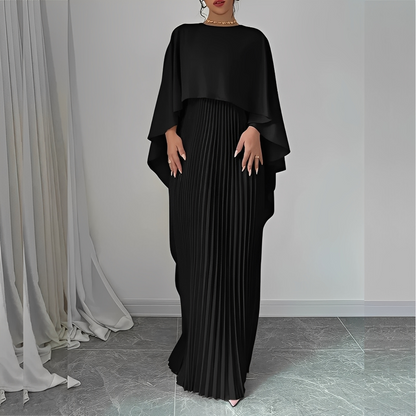 Marilou – Elegant Pleated Cape Dress for Women