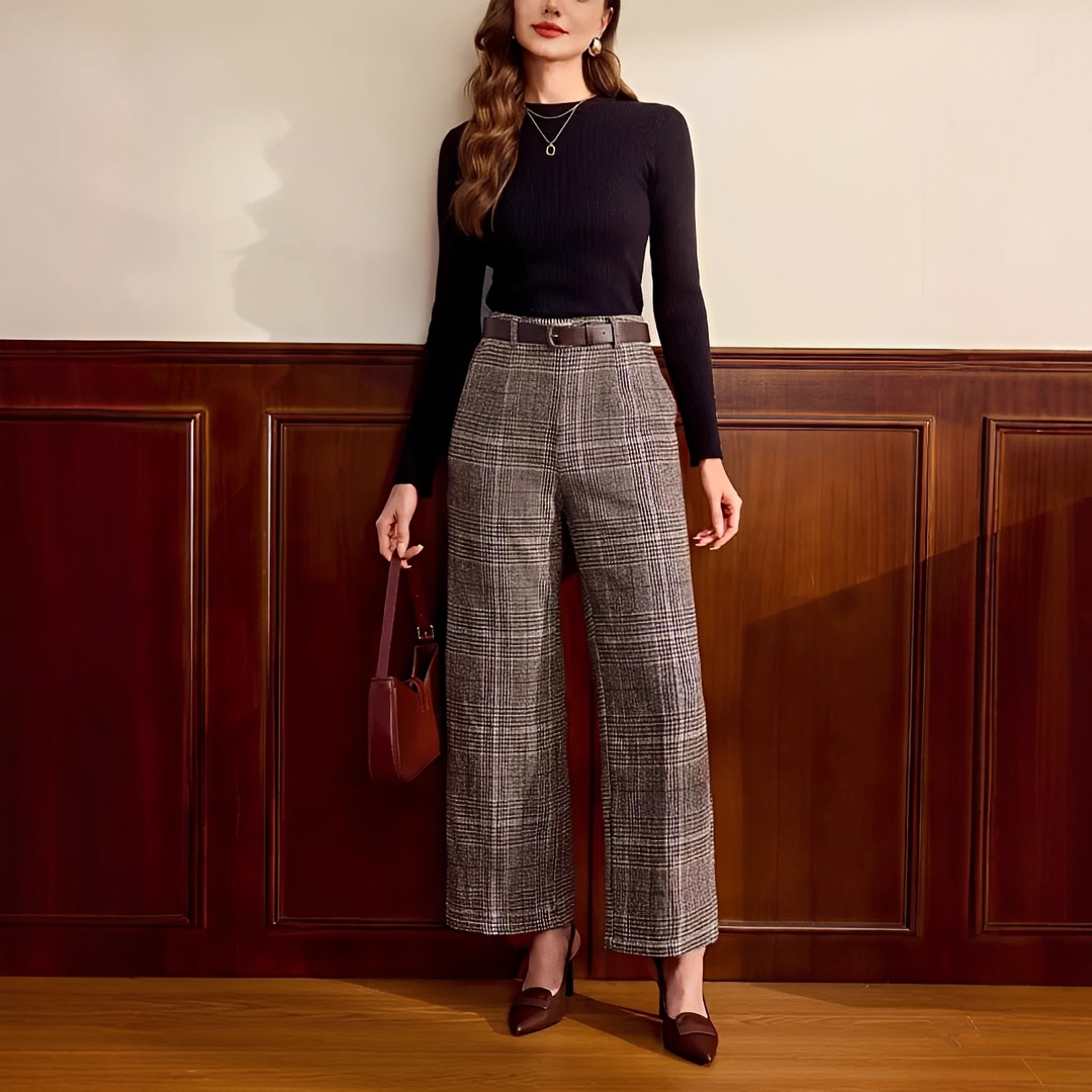 Christabel - Plaid High-Waisted Pants