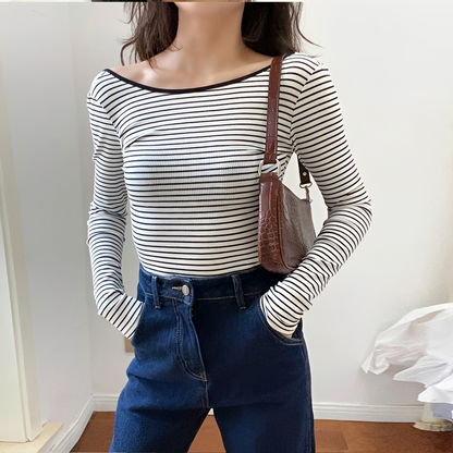 Michaila - Long Sleeve Striped Bodysuit