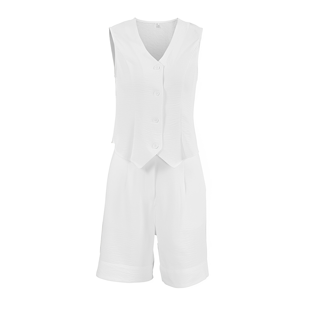 Ruth - Simple Sleeveless Vest Short Set