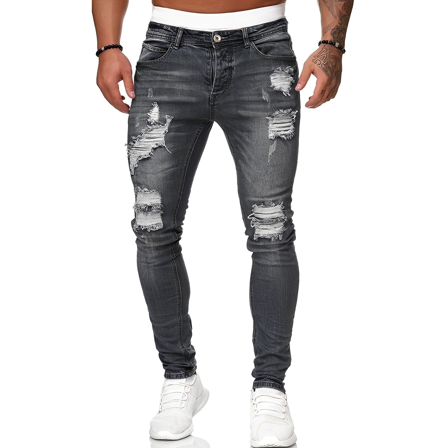 Annie - Men's trendy distressed slim-fit jeans