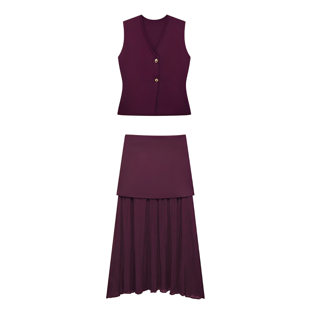 Airen - Casual Vest and Skirt Set