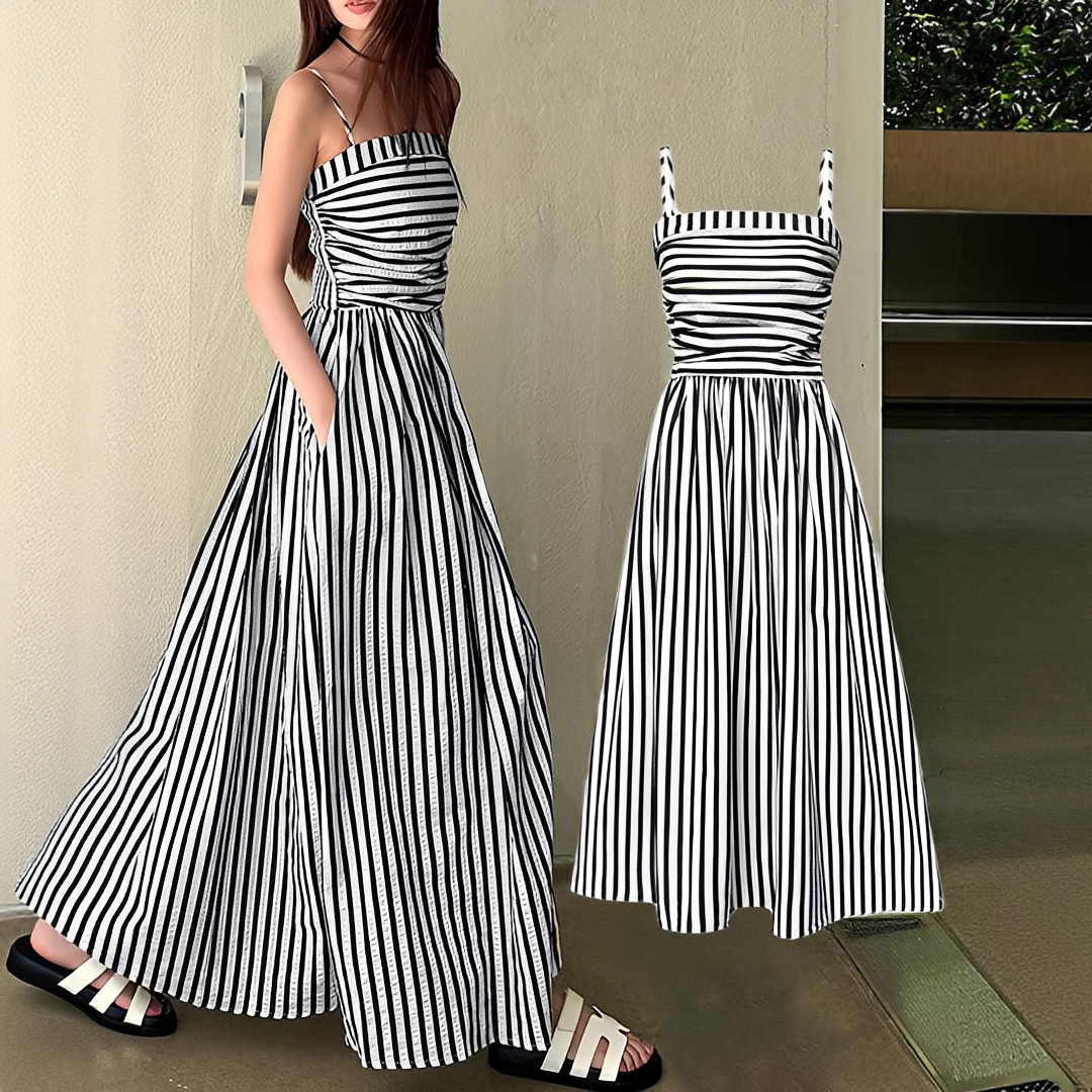 Cindy - Elegant Striped Long Dress