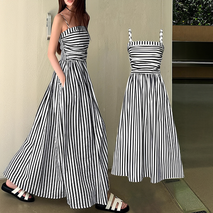 Cindy - Elegant Striped Long Dress