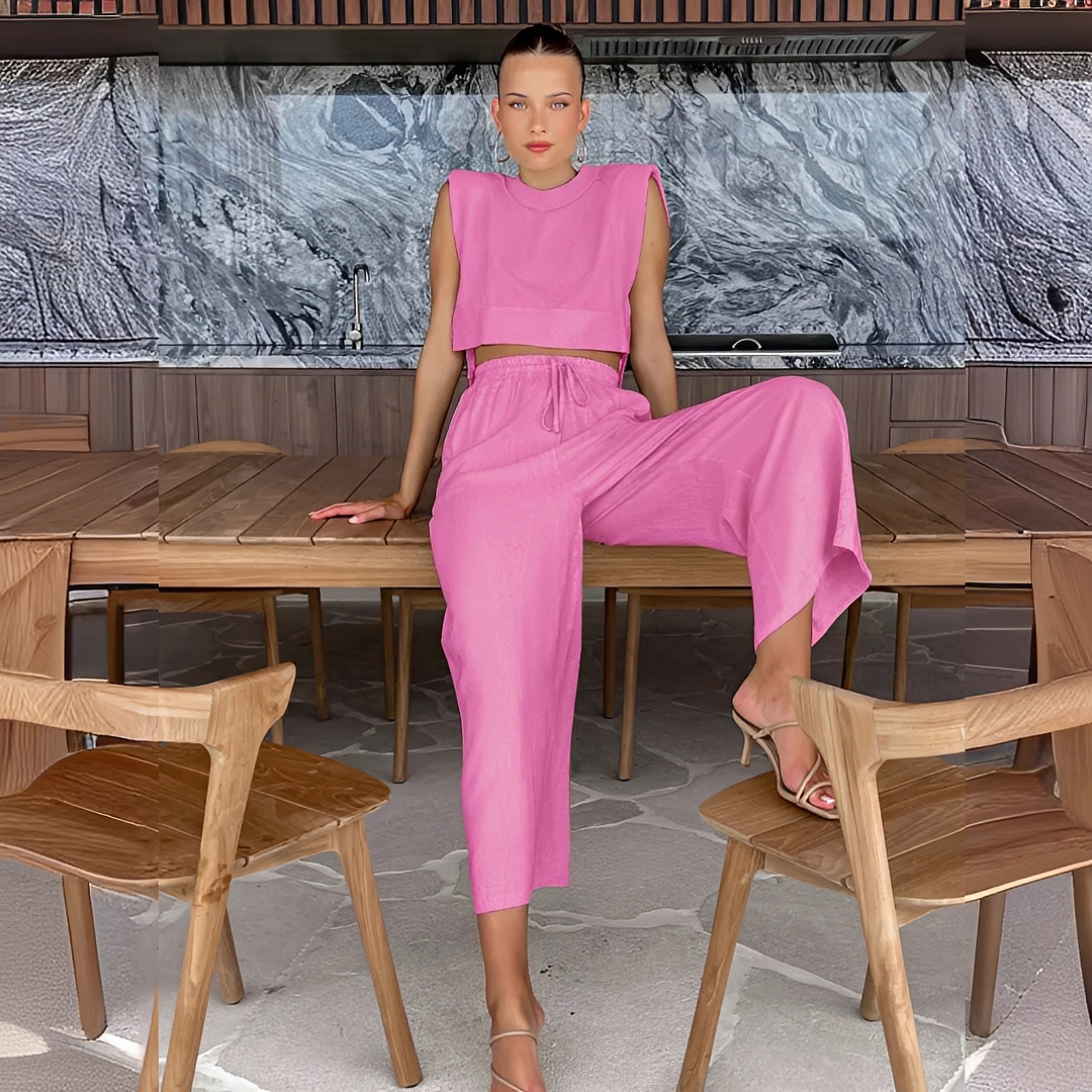 Meavel - Trendy wide-leg pants and top set