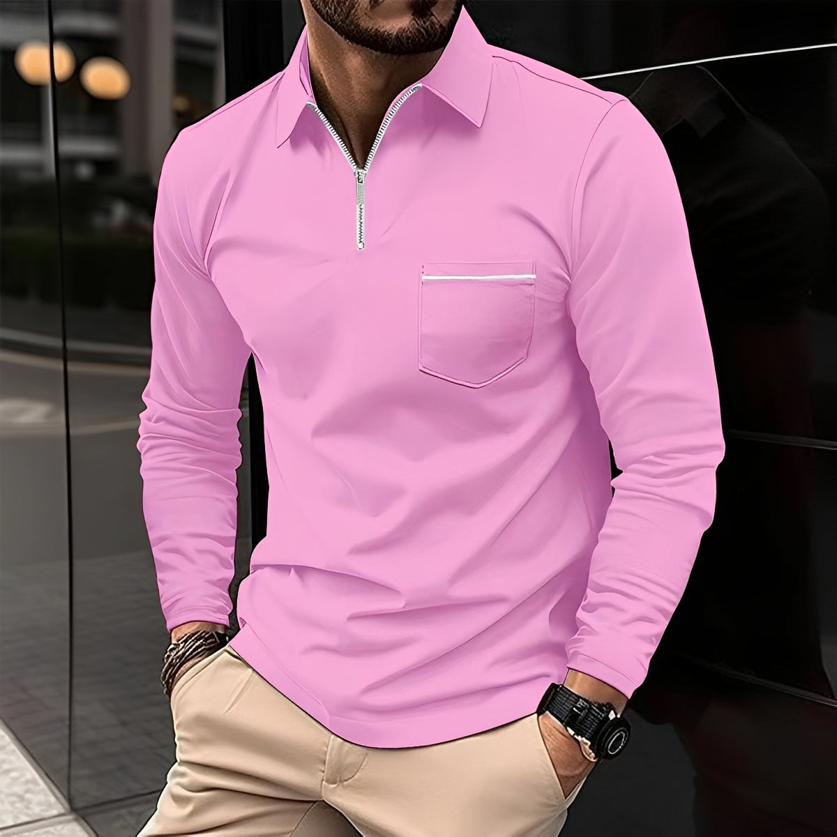 Jackson - Men's Long-Sleeve Polo Shirt - Ideal for Daily Use