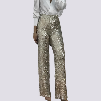 Mandy - High-Waist Sequined Pants