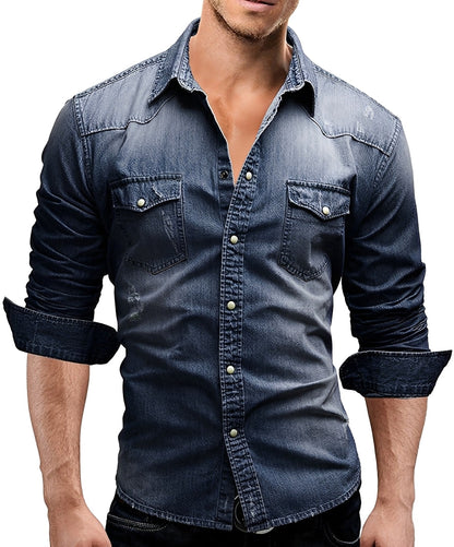 Arjun - Men's Denim Shirt - Relaxed Long-sleeve