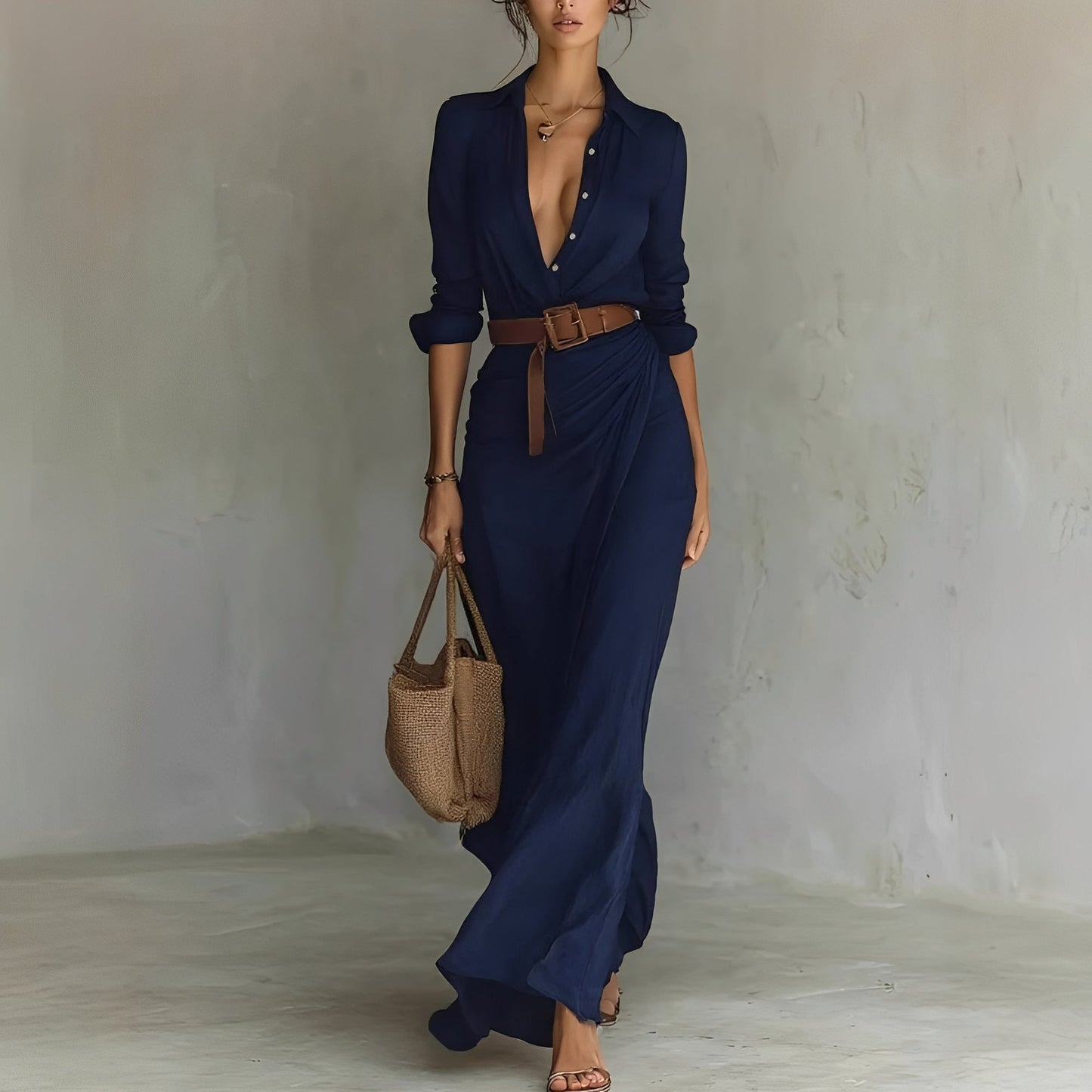 Hanny - Easygoing Maxi Dress with Waist Belt